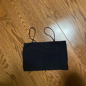 Black cropped tank top with built in bra pads